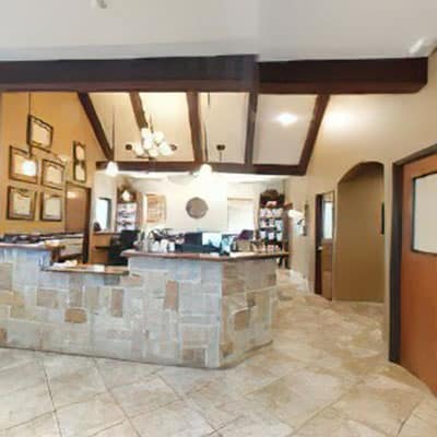 Pet-friendly waiting area inside Woodland Springs Vet Hospital in Fort Worth, TX
