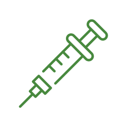 Syringe icon representing vaccination and injection services for pets
